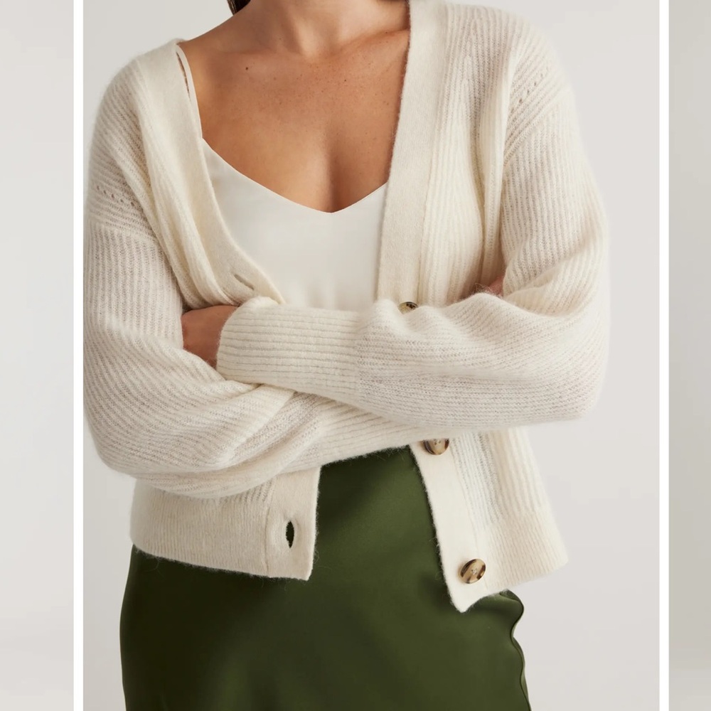 Quince alpaca cardigan in ivory size large